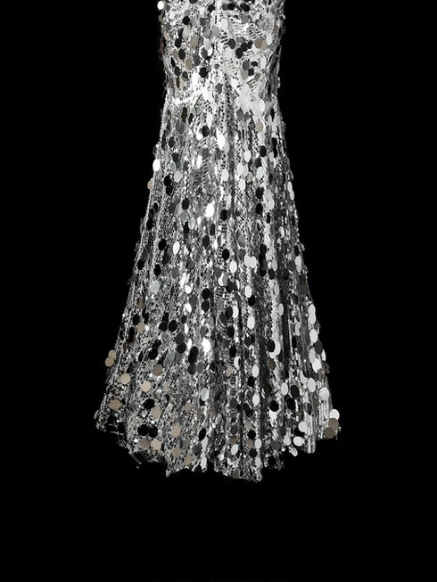 Silver Strapless Glitter Dress - Designer Sequin Gown - Silver Glitter Dress Plus Size